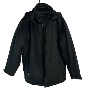 Weatherproof Mens‎ Outerwear Black Quilted Lining Removable Hood Pockets XXL